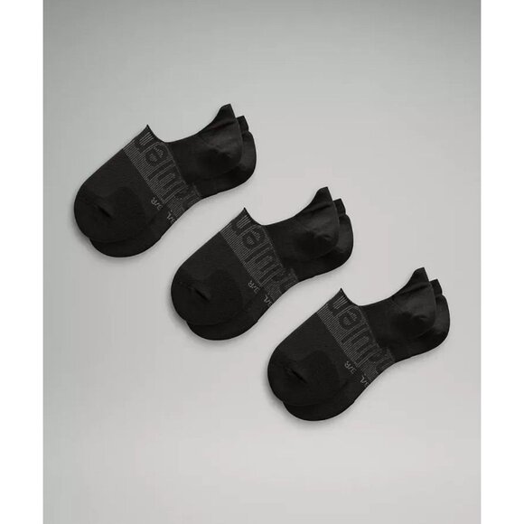 Lululemon Mens No-Show Workout Socks 3-Pack Slip-Resistant Cushioned Fit Black - Picture 1 of 1